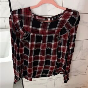 Jessica Simpson Red and Black Plaid Blouse